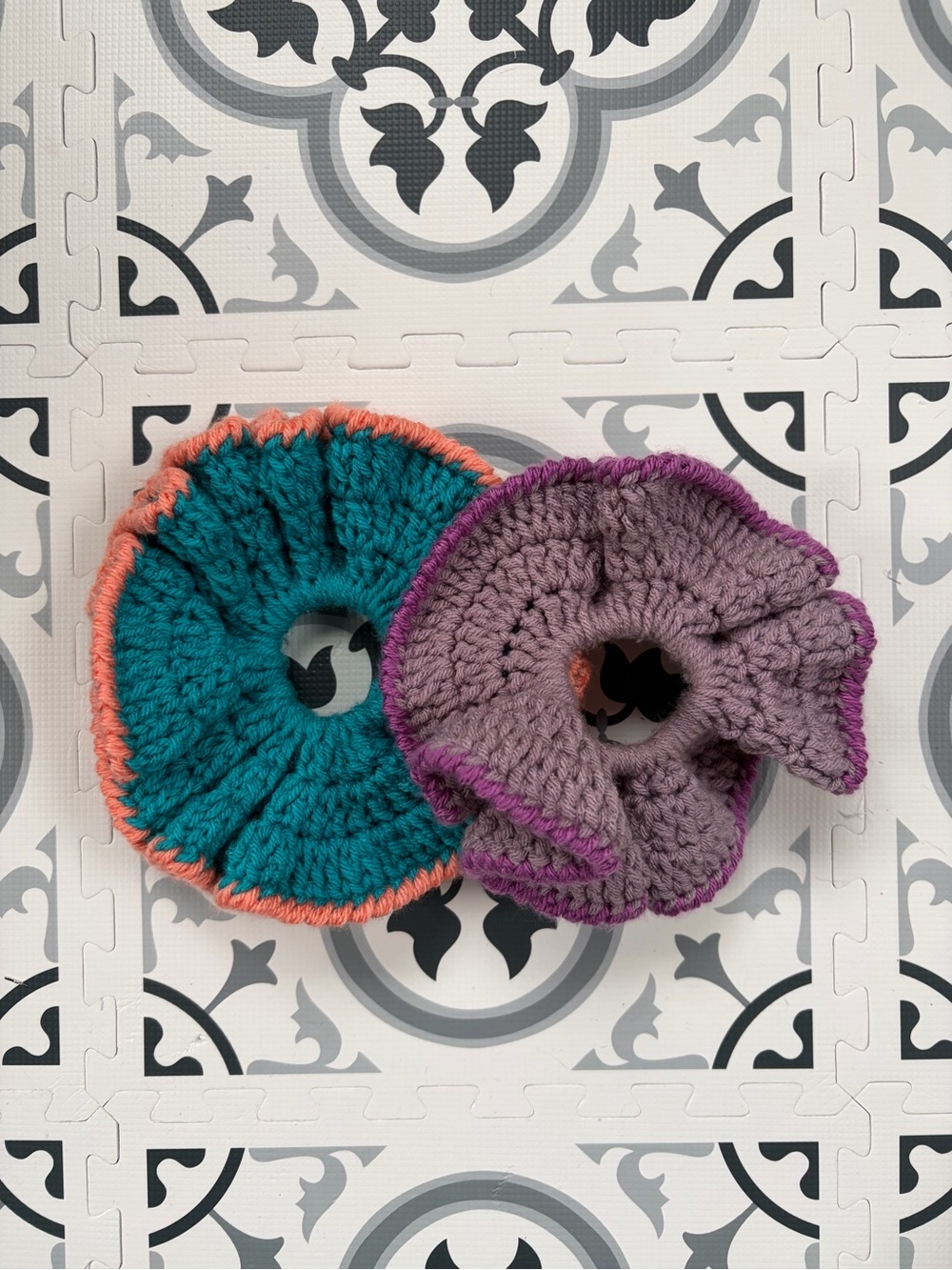 NWOT Crochet Scrunchies Set - Teal & Lavender